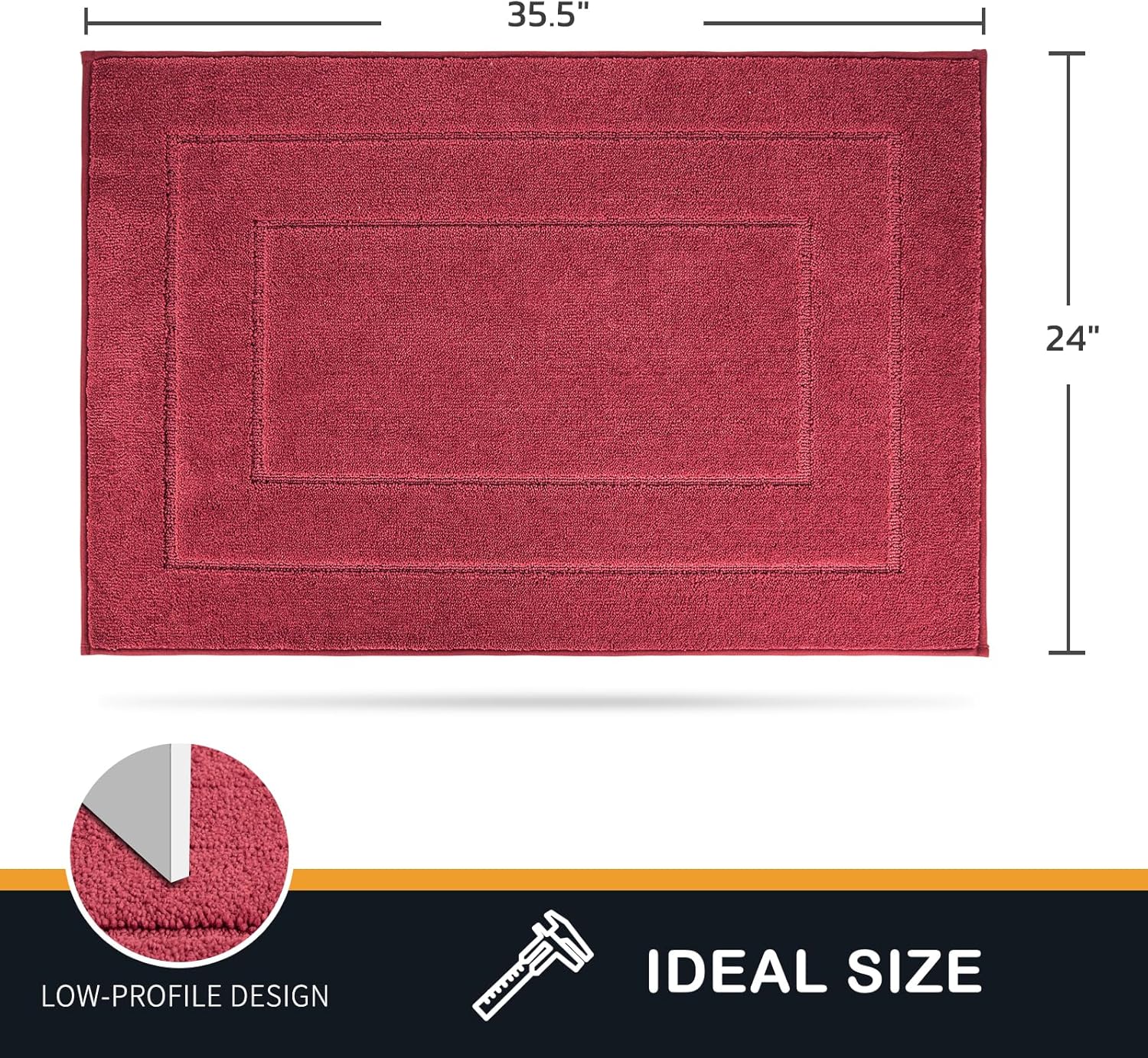 PURRUGS Dirt Trapping Door Mat 24" x 35.5", Non-Slip/Skid Machine Washable Entryway Rug, Dog Doormat, Super Absorbent Welcome Mat for Muddy Wet Shoes and Paws, Burgundy Red