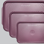 SYAINN Non-stick Ceramic Baking Sheet Set, 3 Pieces- Aluminum Steel Cookie Sheets for Baking-Includes Half/Quarter/Jelly Roll Pans-Warp Resistant, Toxic, PTFE & PFOA Free-Red