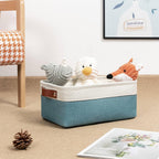 DULLEMELO Storage Baskets Bins for Organizing, Small Fabric Baskets for Shelves, Closets, Nursery, Home, Office, Empty Gift Baskets (6-Pack, White&Teal)