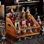 3 Tier Wood Liquor Bottle Display Shelf, Coffee Syrup Organizer Rack, Wine Racks Countertop, Bar Shelf for Vodka Tequila Whiskey, Liquor Cabinet for Home Decor, Mini Bar, Black Bar Organizer