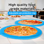 2 Pack Adjustable Silicone Pie Crust Shield, BPA-Free Protector Cover Kitchen Tool for Baking Pizza, Fit 8-10.7 Inch Pies - Dishwasher Safe (Blue)