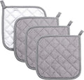 Joyhalo 4 Pack Pot Holders for Kitchen,Cotton Oven Holder with Great Heat Resistance,Non Slip Hot Pads for Kitchen Clearance,Grey