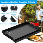 LS'BABQ Universal Flat Top Griddle for Gas/Electric/Charcoal Grills, 25" x 16.5" Nonstick Carbon Steel Cooking Griddle for Weber, Nexgrill, Charbroil, Camp Chef,Kenmore Skillet Plate Teppanyaki Insert