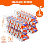 4 Pack Soda Can Organizer for Refrigerator, Stackable Canned Food Pop Cans Container Can Holder Dispenser with Lid for Fridge Rack Freezer, Clear Storage Bins-Holds 12 Cans Each (Transparent)