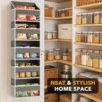 SpaceAid 1 Pack Over The Door Organizer with 5 Large Pockets and 10 Mesh Side Pockets, 5 Layers Door Organizer Hanging with Clear Window for Bedroom, Bathroom, Pantry and Nursery, Gray