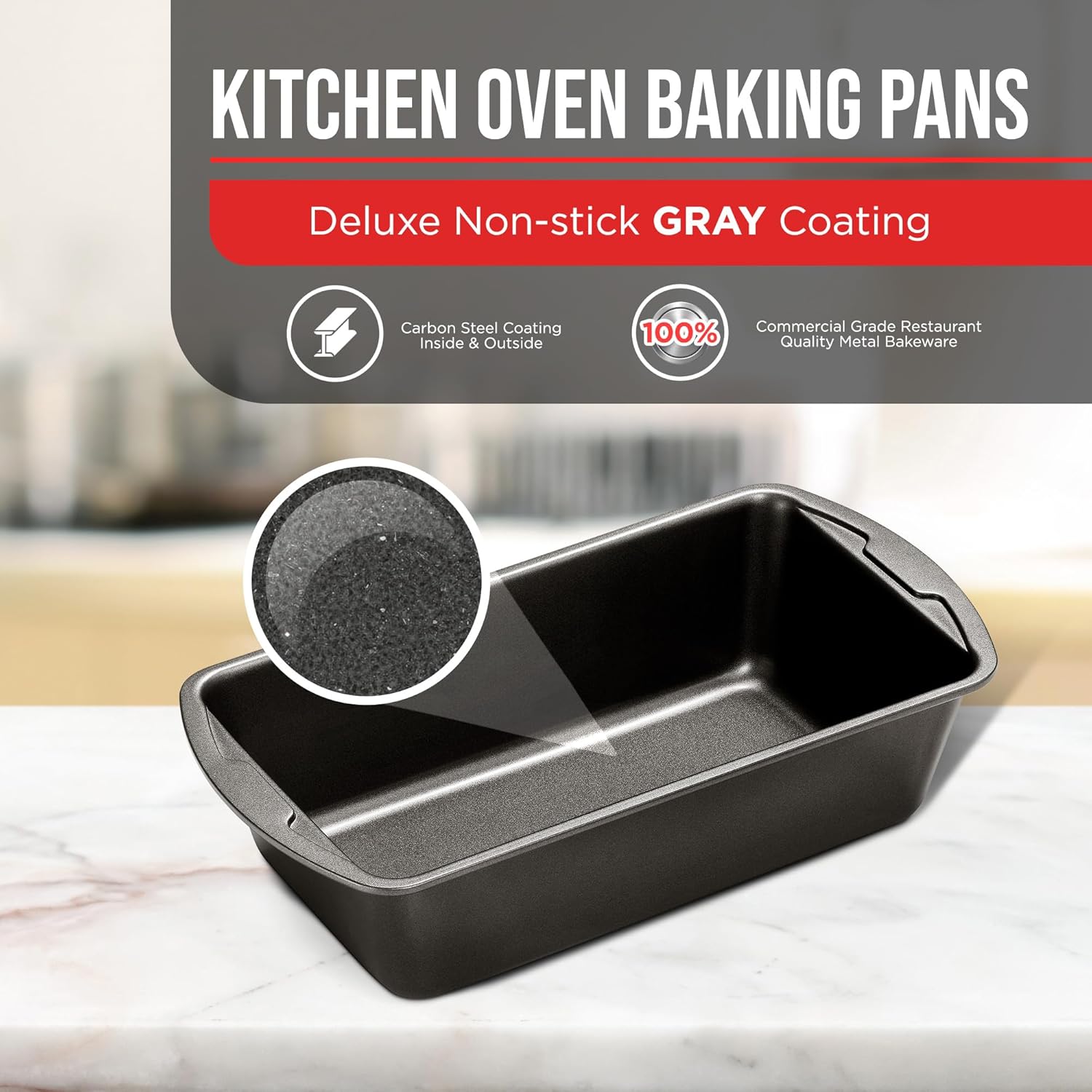 BAKKENMASTER Loaf Pan Set 4-Piece - Deluxe Nonstick Carbon Steel Bakeware for Perfect Bread and Cakes – Dishwasher Safe, Premium Pans for Home Baking