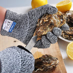 Dowellife 3 Pairs Cut Resistant Gloves Food Grade Level 5 Protection, Safety Kitchen Cuts Gloves for Mandolin Slicing, Fish Fillet, Oyster Shucking, Meat Cutting and Wood Carving (Black Gray, Large)