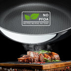 9.5" Nonstick Frying Pan, Ceramic-Coated Stainless Steel Skillet - PFOA/PTFE Free, High Heat & Induction, Dishwasher & Oven Safe + FREE Electric Pepper Grinder