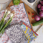 Printed Kitchen Dish Bar and Tea Towels Cotton, 18x28 inch with Trims, Cotton Dish Towel Sets (Multicolor, Set of 3)