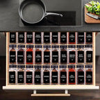 Churboro 66 Spice Jars with 547 Labels- Glass Spice Jars with Black Metal Caps, 4oz Empty Spice Containers with Shaker Lids, Funnel, Chalk Pen, Square Seasoning Bottles for Spice Rack, Drawer, Cabinet