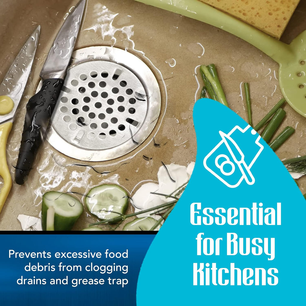 3-inch Commercial Sink Strainer, Flat Kitchen Sink Strainer with Tabs, Install on 3-inch Sink Drain, Durable Sink Strainer Basket Alternative for Twist Waste Drain on 3 Compartment Sink