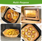 360 Pcs 6.5” Square Unbleached Heavy Duty Air Fryer Paper Liners Disposable, Non-Stick & Non-Leak Parchment Paper Liners for Airfryer Basket, Deep Fryer Parts & Accessories