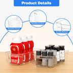 Clear Refrigerator Storage Bins, 8-Piece Set, Stackable Kitchen Organizer Containers for Fridge and Pantry (Clear 8 Pack-12.4"*6.1"*3.4")