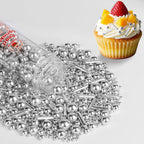 Silver Pearl Sprinkles,Edible Rods Pearl Sprinkles Mix Size,130g/4.58oz,Baking Edible Cake Decorations,Cupcake Toppers,Cookie Decorating Donuts Ice Cream,Holiday,Birthday Wedding Party,Valentines Christmas Supplies