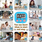 ZILLEEN 6 Pack Kitchen Timers for Cooking Digital Classroom Timers for Kids Teachers Blue Green Purple