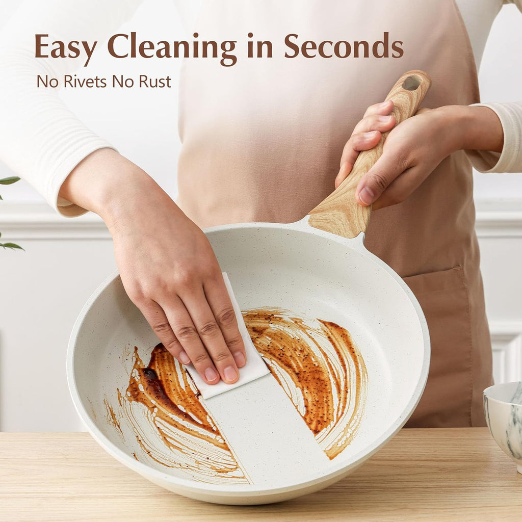 SENSARTE Nonstick Ceramic Frying Pan Skillet with Lid, 12.5 Inch Omelet Pan, Healthy Non Toxic Chefs Pan, Induction Compatible Egg Pan with Heat Resistant Handle, Free of Intentionally Added PFAS/PTFE