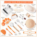 Sourdough Starter Kit, Sourdough Bread Baking Supplies, Sour Dough Starter Kits, Woven Bread Proofing Basket, Sourdough Kit Jar Sour Dough Bread Making Tools Kit Accessories, Gifts for Women Mom Wife
