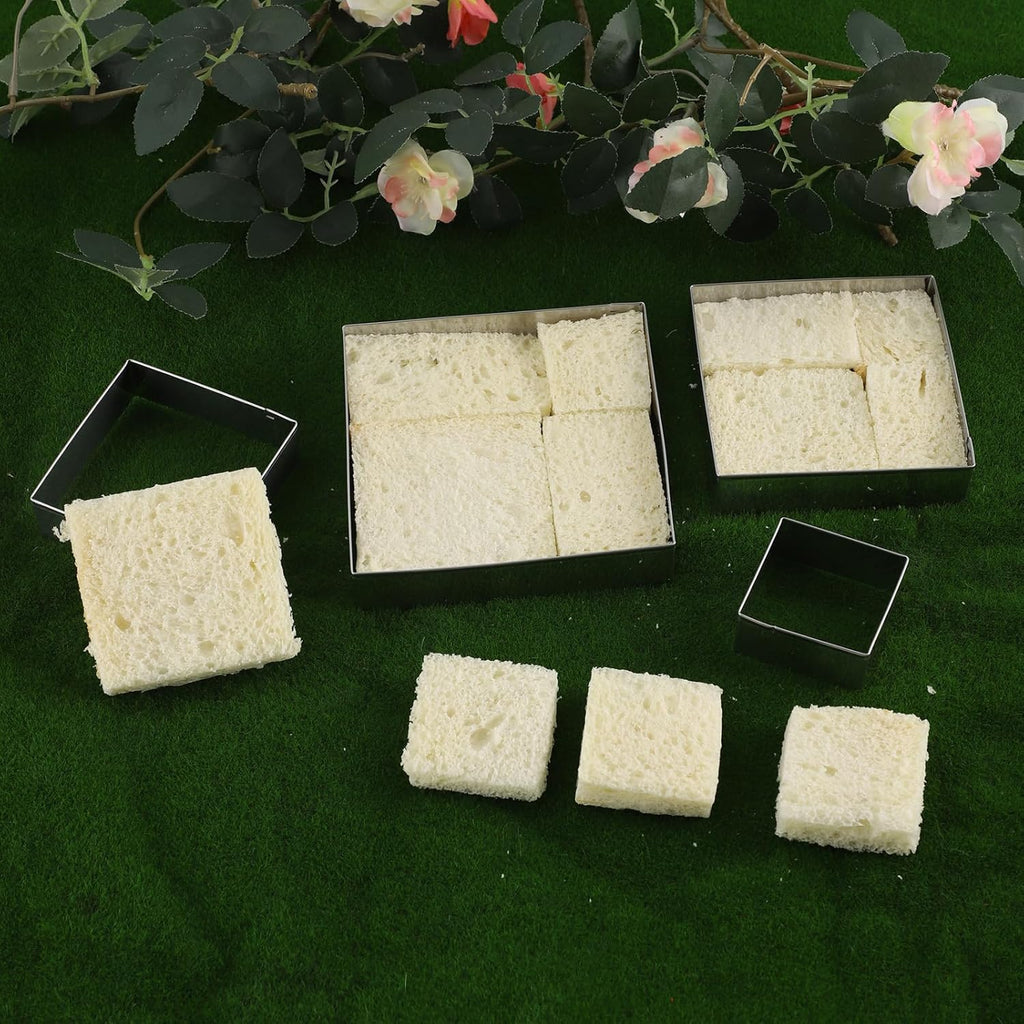 Square cookie cutters ANCKNE Stainless Steel Rectangle Biscuit Molds Square Pastry Molds Fondant Cake Cookie Cutter Set (2 "and 3" and 4 "and 5") 4pcs