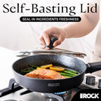 THE ROCK SOHO 12.5-Inch Non Stick Frying Pan with Lid – Nothing Sticks, Never Warps, Lasts Longer, Healthy Skillet with Heat-Resistant Handle, PFOA Free, Oven & Dishwasher Safe, Black
