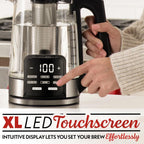 Gourmia Electric Programmable Glass Kettle – 1.7L Temperature Control Tea & Coffee Kettle with Digital Touch Display, 6 Presets, Keep Warm, Removable Stainless Steel Infuser, 360° Swivel Base – White