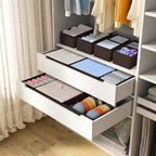 DIMJ Drawer Organizer 15 Pack - Foldable Baby Organizers and Storage & Dresser Organizer for Nursery, Bedroom, Closet - Nursery Organization Dresser Dividers for underwear, Sock, Bra, Belt, Tie, Brown