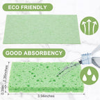 Zhengmy 100 Pieces Kitchen Sponge Bulk Natural Sponges for Dishes Compressed Wood Pulp Sponges Cleaning Sponge Without Scratching for Kitchen Bathroom, 3.9 x 2.4 x 0.12 Inch (Green)