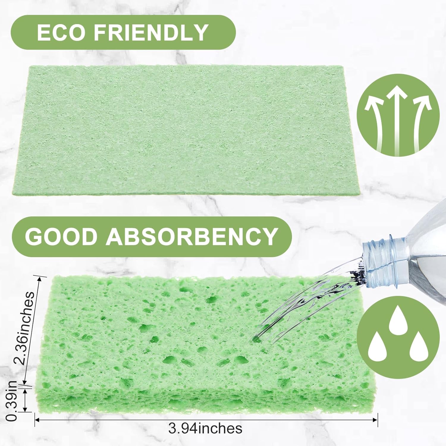 Zhengmy 100 Pieces Kitchen Sponge Bulk Natural Sponges for Dishes Compressed Wood Pulp Sponges Cleaning Sponge Without Scratching for Kitchen Bathroom, 3.9 x 2.4 x 0.12 Inch (Green)