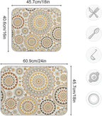 Mandala Ethnic Bohemian Ornament Dish Drying Mat for Kitchen Counter Absorbent Microfiber Drying Pad, Medium 16x18 in, Reversible Drainer Mats