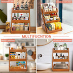 G.a HOMEFAVOR Fruit Basket for Kitchen, 3-Tier Fruit Bowl for Kitchen Counter, Vegetable Storage Stand for Fruit Shop, 15 mm Thickness, Brown