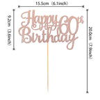 1 PCS Happy 60th Birthday Cake Topper Glitter Cheers to 60 Years Birthday Cake Pick 60 Fabulous Cake Decoration for Happy 60th Birthday Anniversary Party Decorations Supplies Rose Gold