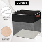 13x13 Cube Storage Bins, Collapsible Fabric Storage Box, 4 Pack Closet Baskets with Handles for Organizing, Shelf, Toys, Clothes, Home, Office, Nursery (Grey&Black)