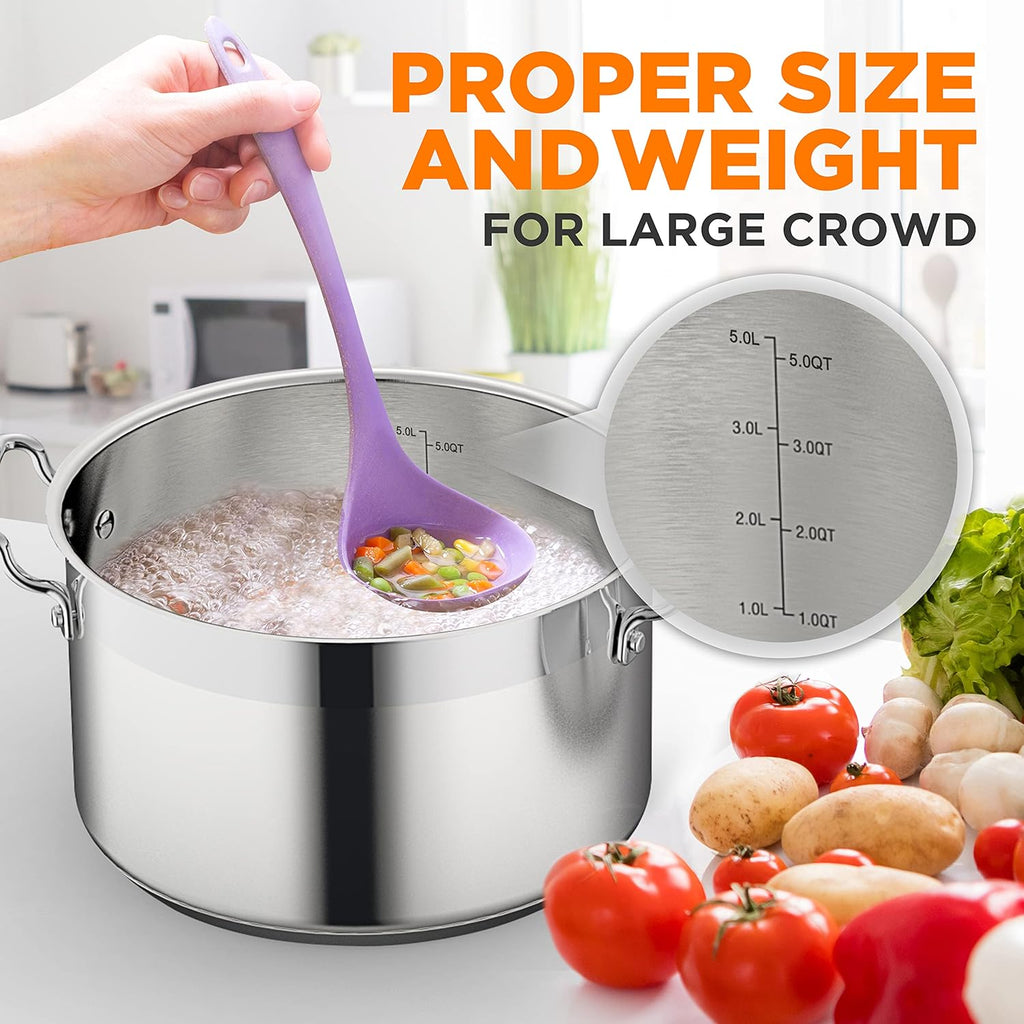NutriChef 5-Quart Stainless Steel Stockpot with Lid- 18/8 Food Grade Heavy Duty Inox Large Stock Pot for Stew, Soup, Works w/ Induction