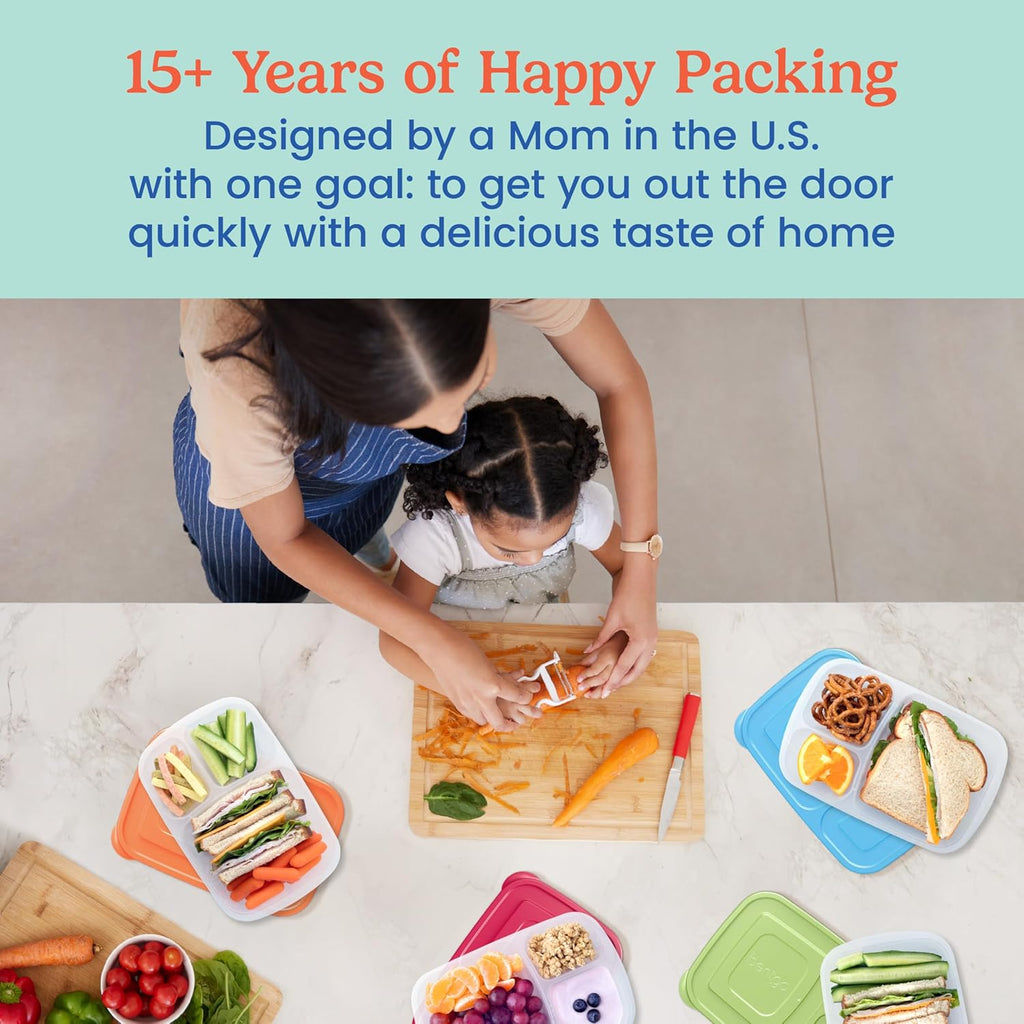 Bentgo Easyboxes - Original Stackable Lunch Boxes - Reusable 3-Compartment Food Containers for Kids and Adults - Bento Lunch Box for Meal Prep, School, & Work - BPA Free, Set of 10 (Classic)