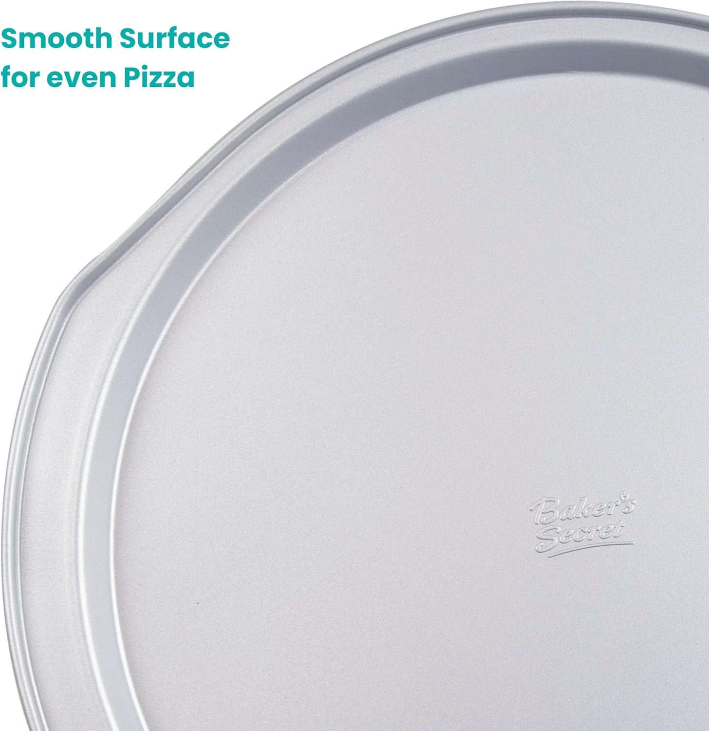 Baker's Secret 2pcs Pizza Pan for Oven 14", Baking Area 12", Aluminized Steel Pizza Baking Pan, 2 Layers Non-stick Coating Easy Release, Dishwasher Safe, Chemical Free No PFOA, PFAS, PFOS, and PTFE