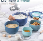 COOK WITH COLOR Prep Bowls with Lids- Wide and Deep Nesting Plastic Small Mixing Bowl Set with Lids, 12 Piece Set - Deep Bowls, Blue