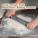 African Natural Marble Rolling Pin, Non-Stick Polished Dough Roller, Pasta, Dumpling, Fondant, Pie Crust, Bread, Pizza Dough, Kitchen Baking Pastry Tools with Mat/Scraper(Monte Grigio)