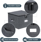 popoly China Storage Containers Hard Shell Inside 12" W x 8" H, Dinner Plate Storage Containers for Dishes, Dinnerware with 24 Felt Dividers, Hold 24 Plates, Stackable (2 Pack Grey)