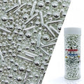 Silver Sprinkles Candy Mix Size Edible Pearls Cake Decorations Cupcake Toppers Cookie Decorating Perfect for Wedding Party Valentine Halloween Christmas Supplies 4.58OZ