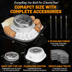 Smores Maker Tabletop Indoor Kit, Indoor Marshmallow Roaster, Flameless Electric S'mores Maker, Smores Maker with 4 Detachable Tray & Roasting Sticks, Gift for family & Date Night, Grey
