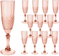 Plastic Champagne Flutes, 12PCS Rose Gold Plastic Wine Glasses Goblets Reusable Champagne Flute for Weddings, Bachelor Parties, Toasting, and Events(12,Rose Gold)