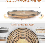 24" Lazy Susan Oak Wood Turntable Organizer for Cabinet, Farmhouse Round Wooden Large Lazy Susan Organization and Storage for Dining Table, Pantry, Kitchen, Countertop, Cupboard, Home Decor
