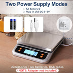 88lb Food Scale, Commercial Kitchen Scale Plug-in Usable with Full View LCD Display, Stainless Steel, for Baking, Bread, Cooking, Meat, Vegetables, Farm, Industry LC200