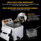 14 Qt. Electric Countertop Commercial Deep Fryer with 6.8 Qt. Basket, for Restaurant and Home - 120V, 1700W, Stainless Steel Build