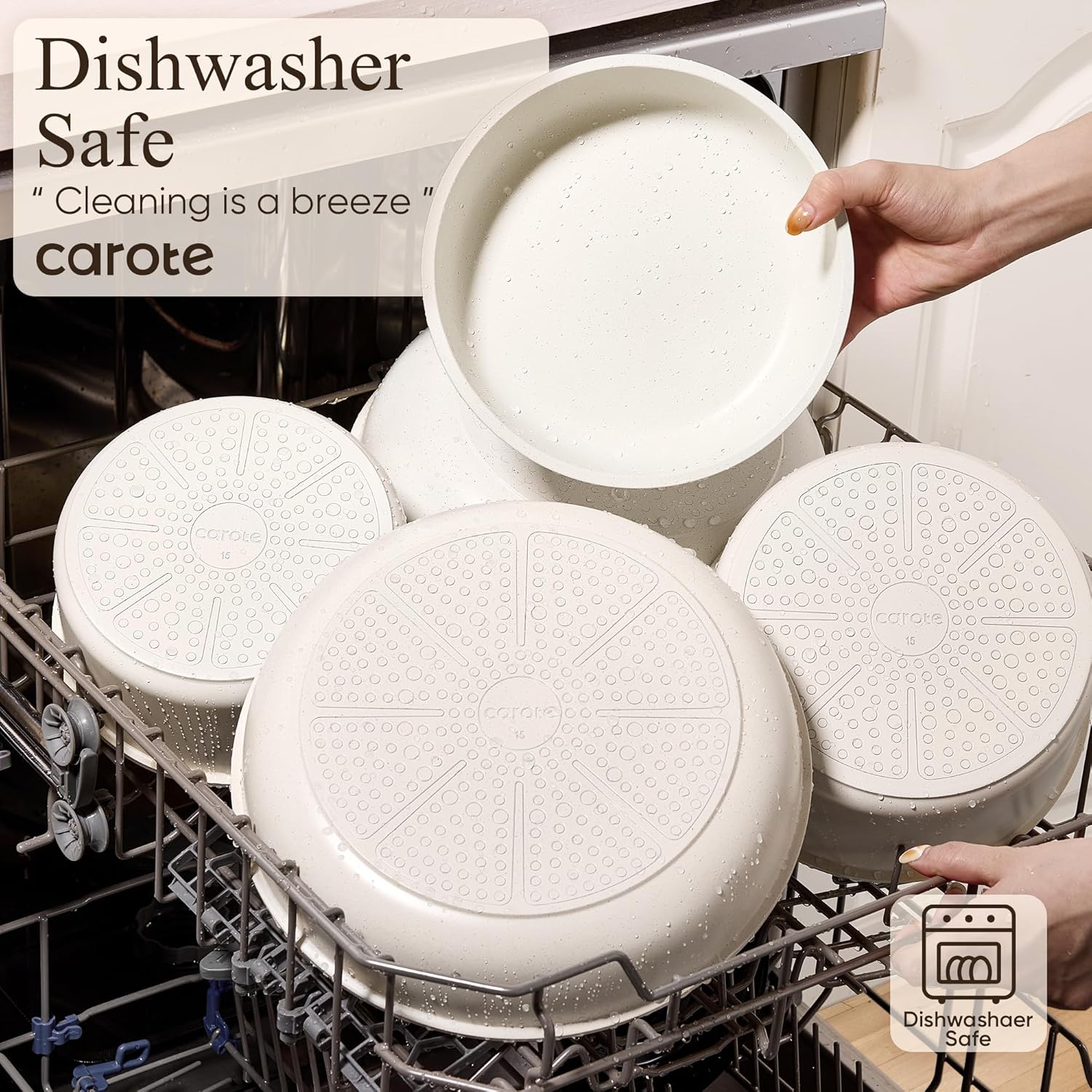 CAROTE 19pcs Pots and Pans Non Stick, Cookware Sets Detachable Handle, Induction Kitchen Pots and Pans,NonStick Cooking Set, Oven/Dishwasher/Fridge Safe, Space Saving