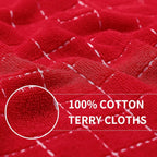 Homaxy 100% Cotton Terry Kitchen Towels(Red, 13 x 28 inches), Checkered Designed, Soft and Super Absorbent Dish Towels, 12 Pack