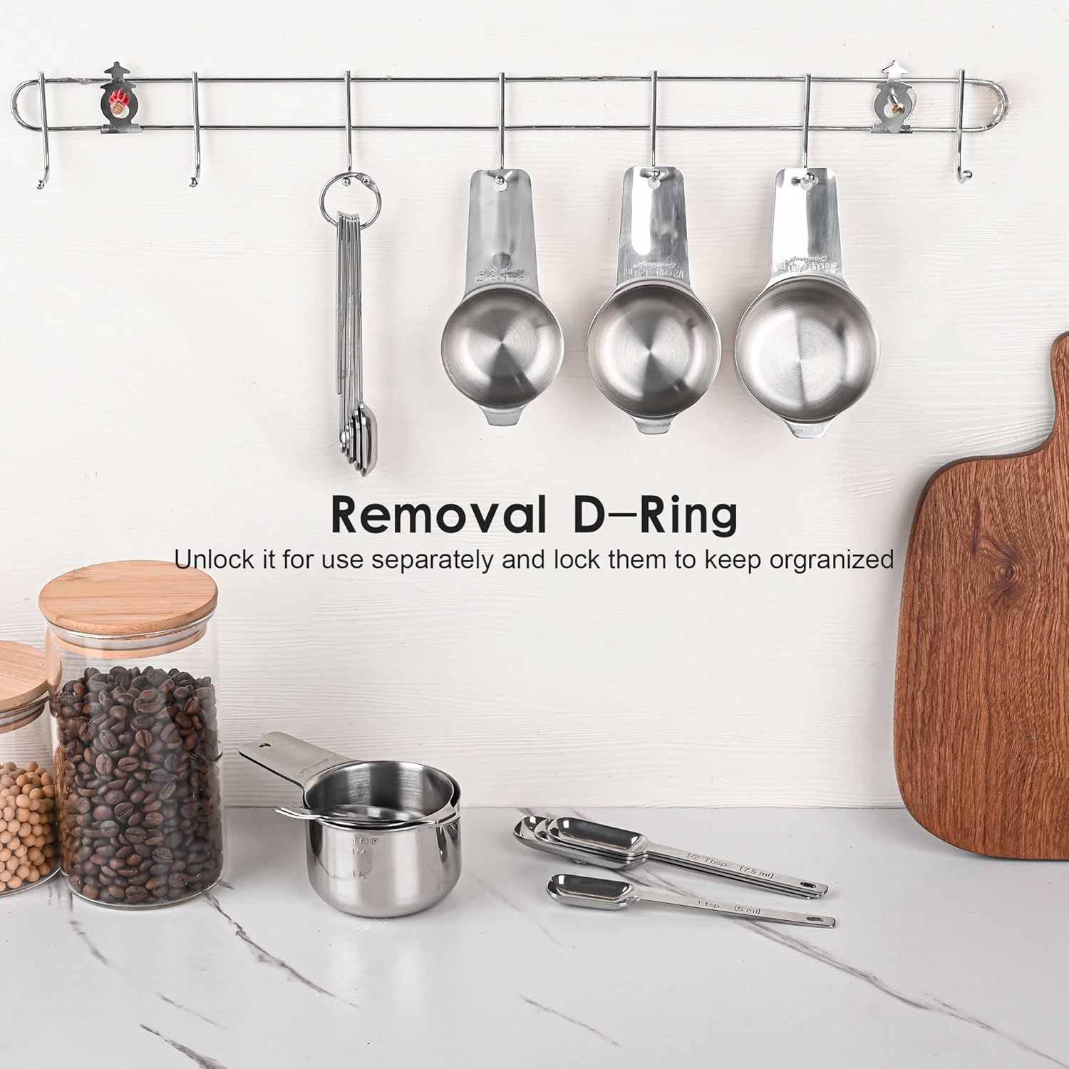 Measuring Cups Set, 7-Piece 18/8 Stainless Steel Measuring Cups Set, Metric & US Metal Measuring Tools Set - 1/8, 1/4, 1/3, 1/2, 2/3, 3/4&1 Measure Cup for Dry&Liquid Ingredients During Baking