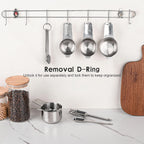Measuring Spoons Set, 10-Piece 18/8 Stainless Steel Measuring Spoons Set with Leveler, Metric&US Metal Measuring Spoon -1/16, 1/8, 1/4, 1/3, 1/2, 3/4 Tsp, 2/3 Tbsp Long Spoons for Spice Jar