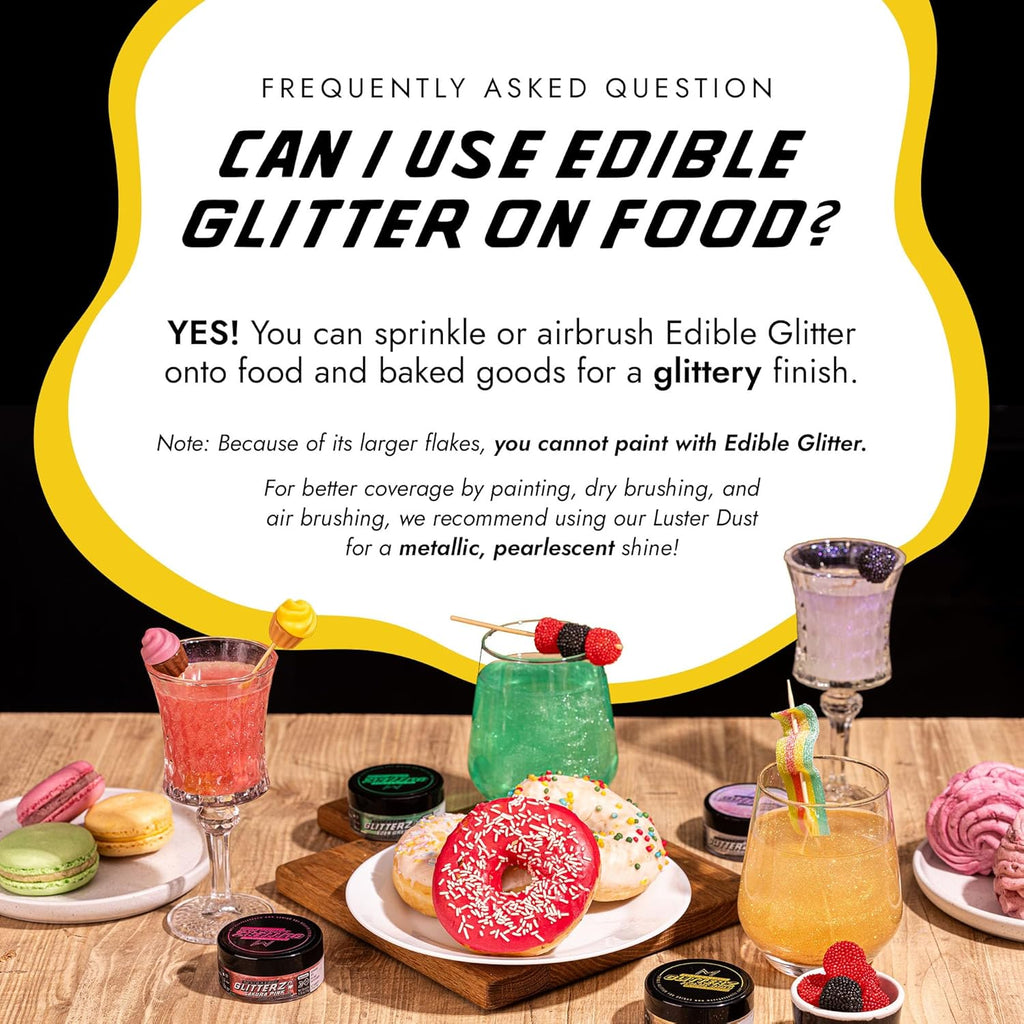 MONÉGASQUE Canary Yellow Edible Glitter for Drinks 10g – Yellow Edible Glitter for Cakes & Cocktails – Halloween Cocktail Drink Shimmer Flakes - Food Decorating & Cake Decorations Spray Dust