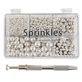 Kasvan silver Mix Sugar Sprinkles - Edible Candy Pearls with 4-Claw Sprinkle Pen,118g/4.16 Oz, Gift Box Pack, Baking Cake Decorations, Ice Cream Toppings and Cookie Decorating, Wedding Party Chirstmas Supplies