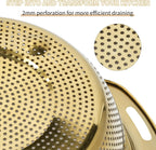 Colander 304 Stainless Steel 4-quart with Mixing Bowls, Strainer for Kitchen Food For washing vegetables, fruit, rice, Dishwasher Safe. (Gold 2PC)